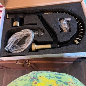 Gold and Black kitchen faucet 
New
Black and Gold with soap dispenser